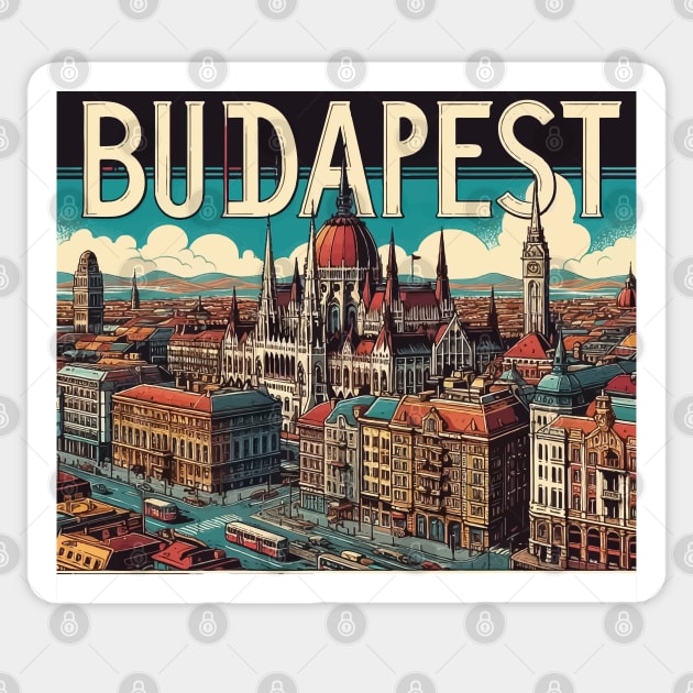 Budapest Travel Retro Poster Sticker by TomFrontierArt